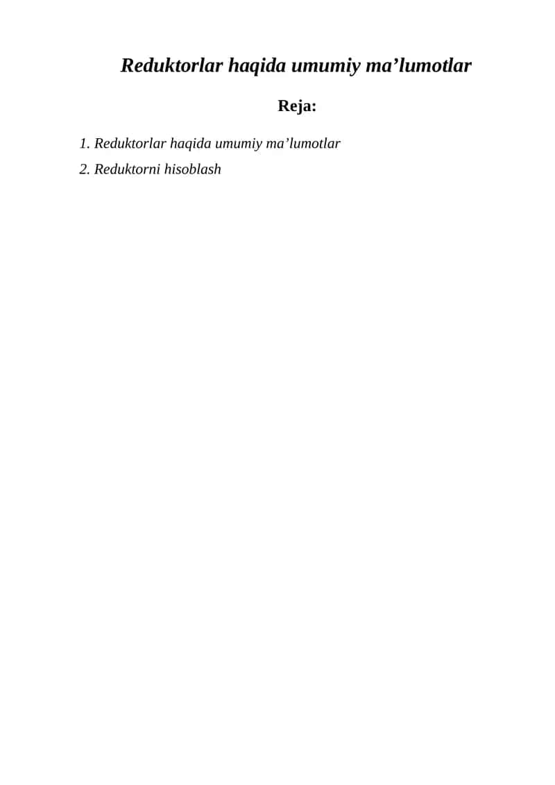 Reduktorlar