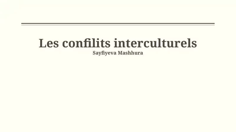 Les confilits interculturels