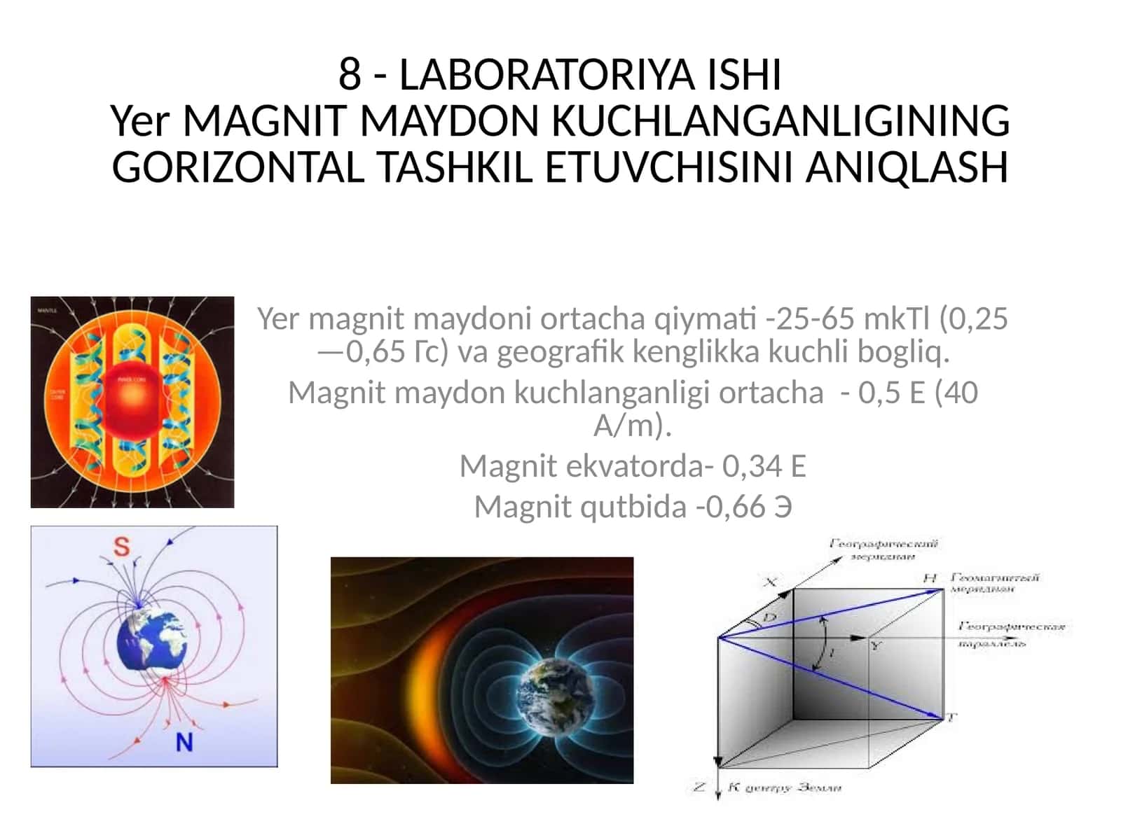 Laboratoriya Ishi: Yer Magnit Maydon Kuchlanganligining Gorizontal Tashkil Etuvchisini Aniqlash