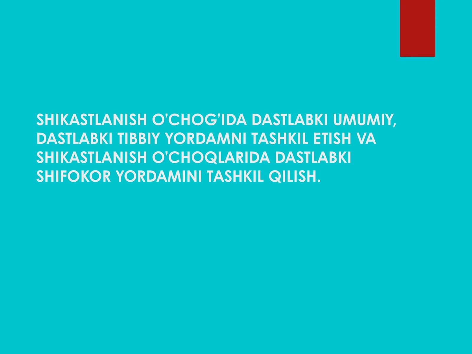 SHIKASTLANISH O’CHOG’IDA DASTLABKI UMUMIY, DASTLABKI TIBBIY YORDAMNI TASHKIL ETISH VA SHIKASTLANISH