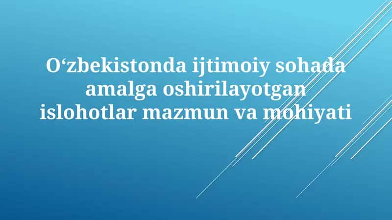 Ijtimoiy islohotlar aholining turmush darajasini oshirishga qaratilgan bo'lib, 2017-yildan boshlab 5 ta ustuvor yo'nalish bo'yicha amalga oshirilmoqda