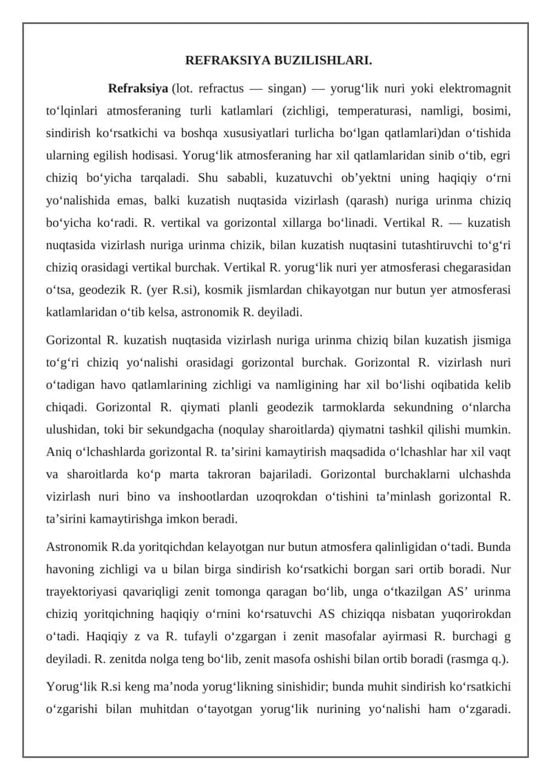 Refraksiya Buzilishlari