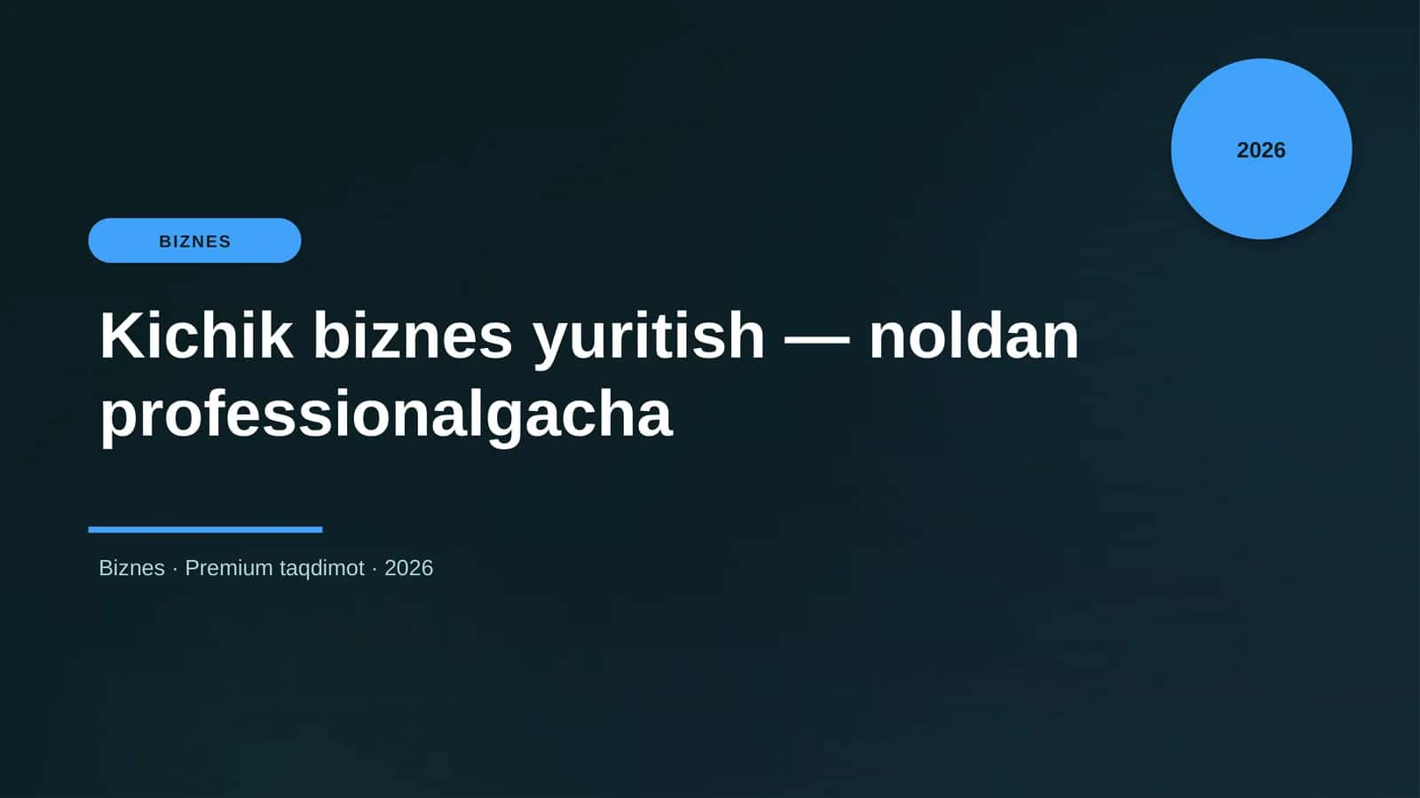 Kichik biznes yuritish — noldan professionalgacha