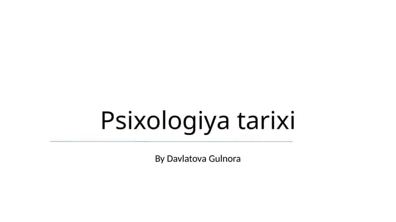 Psixologiya tarixi