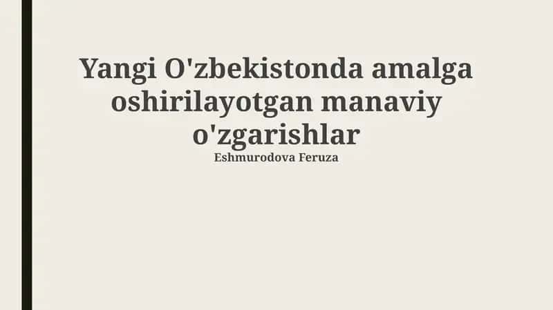Ma'naviy Yangilanishning Mohiyati va Asosiy Tamoyillari