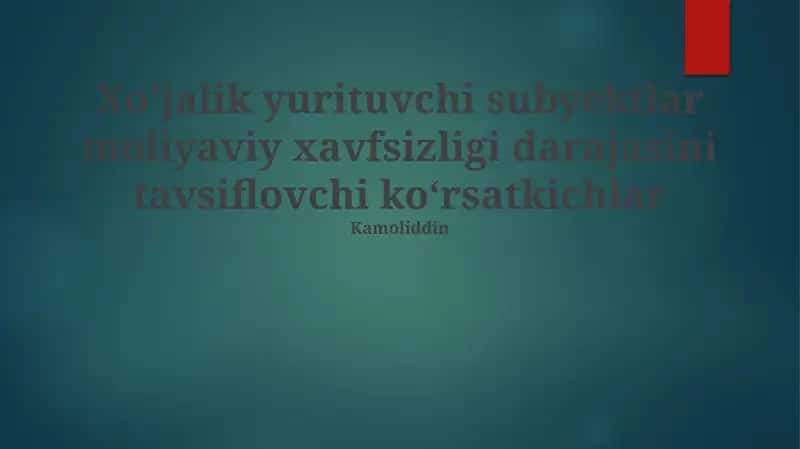 Moliyaviy xavfsizlik