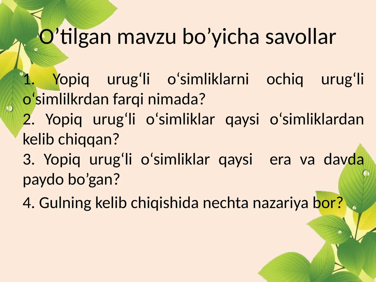 O’simlik Organlari