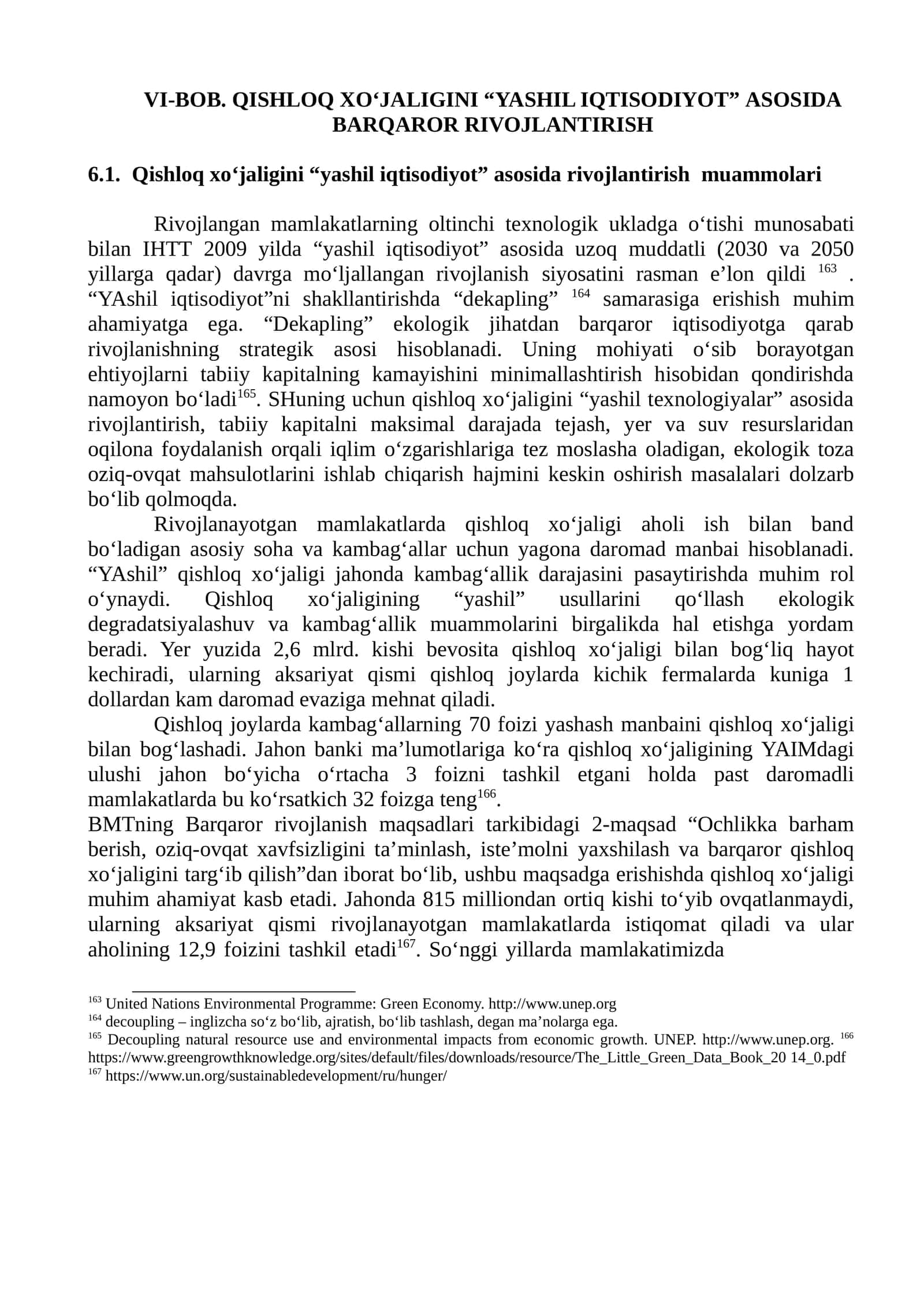 QISHLOQ XO‘JALIGINI “YASHIL IQTISODIYOT” ASOSIDA BARQAROR RIVOJLANTIRISH