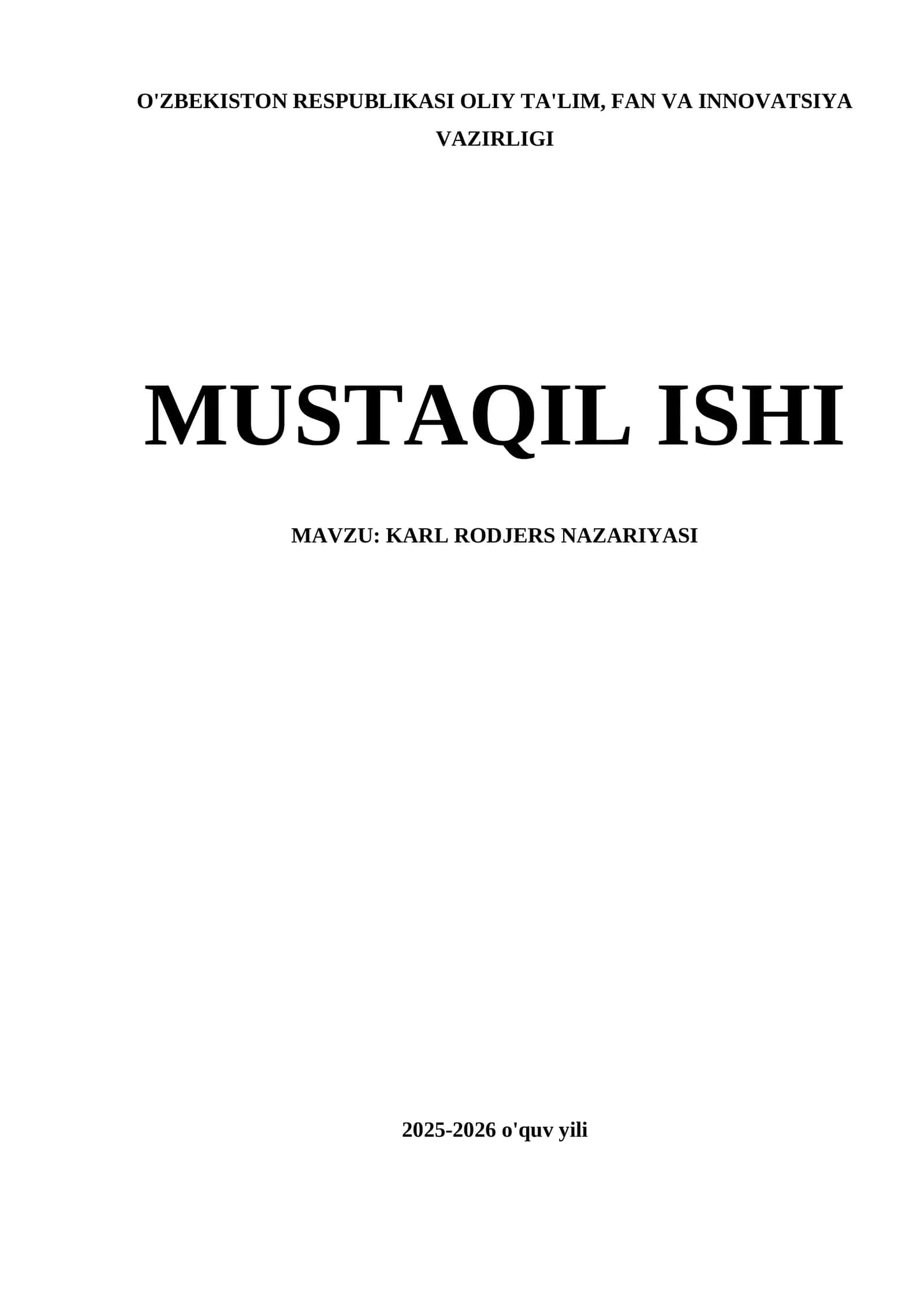 KARL RODJERS NAZARIYASI mustaqil ish
