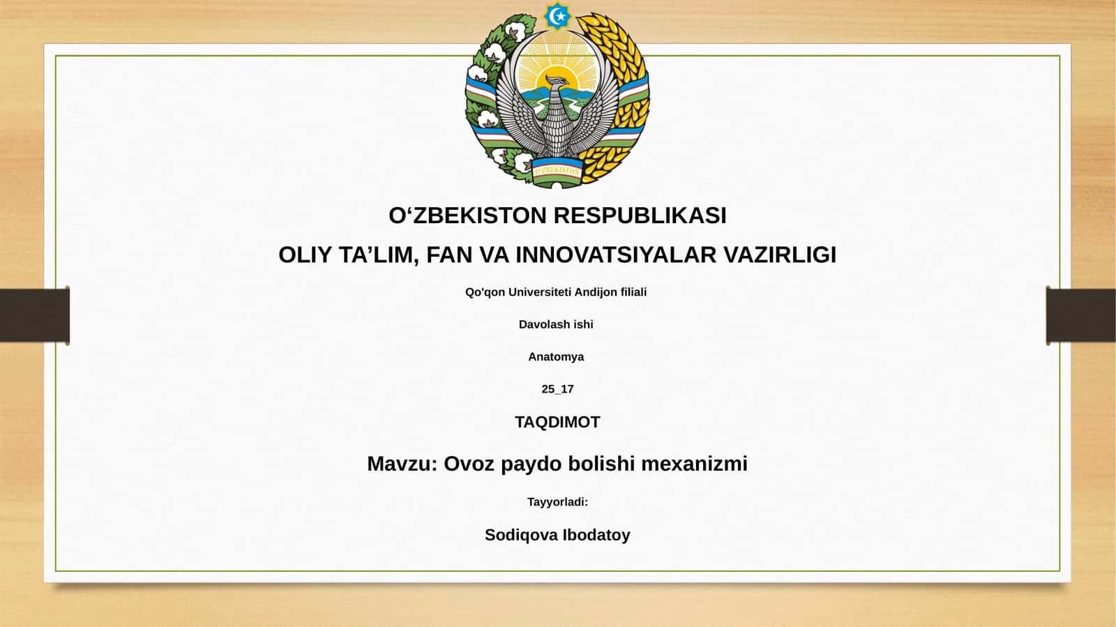 Ovoz paydo bolishi mexanizmi