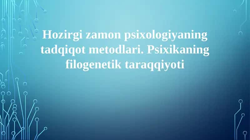 Zamonaviy Psixologiya