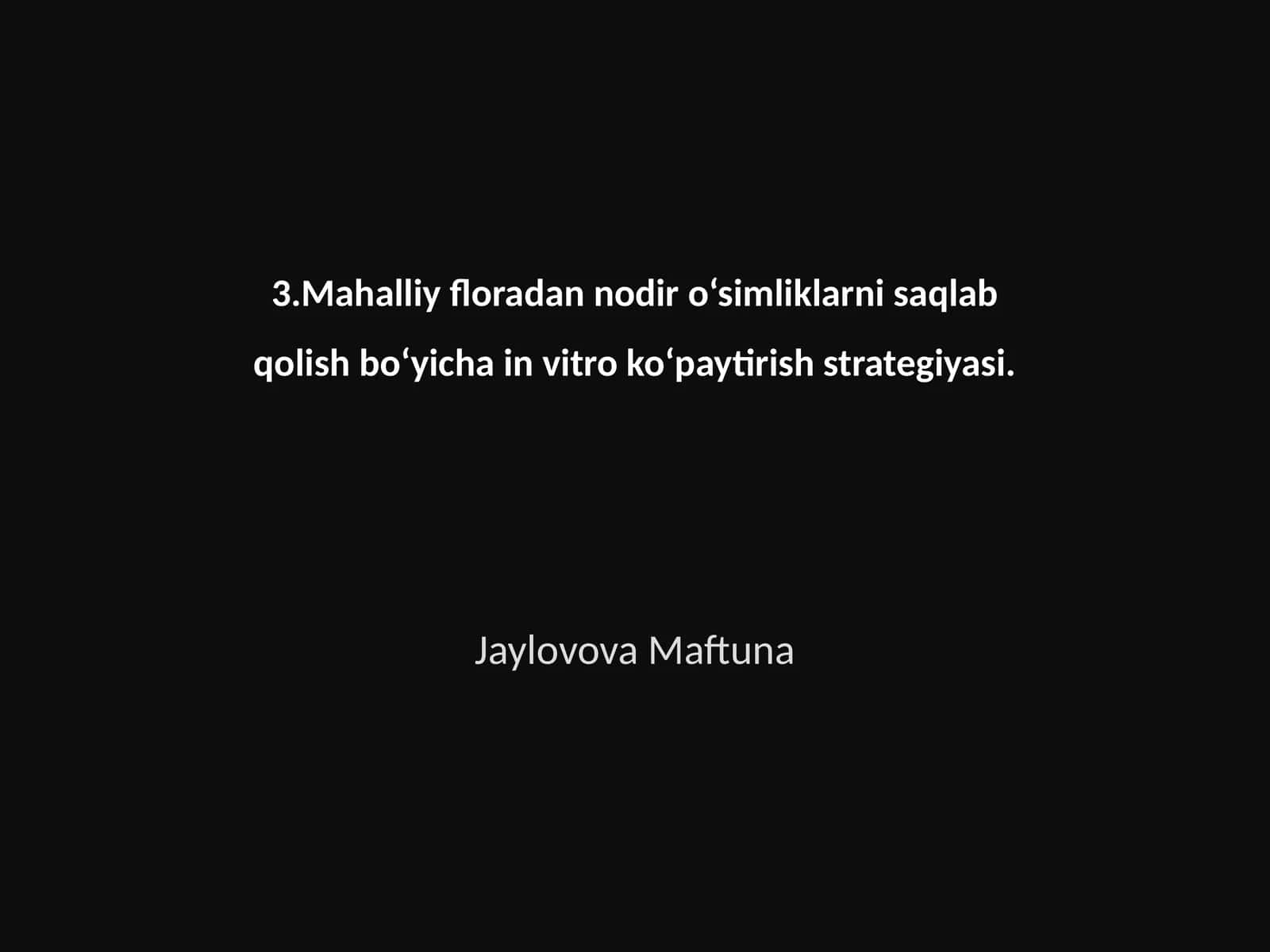 Mahalliy floradan nodir o‘simliklarni saqlab qolish bo‘yicha in vitro ko‘paytirish strategiyasi