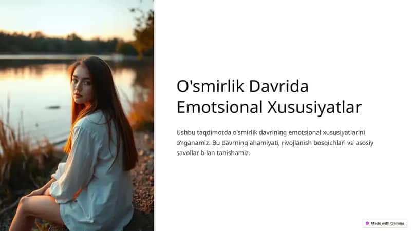 O'smirlik Davrida Emotsional Xususiyatlar