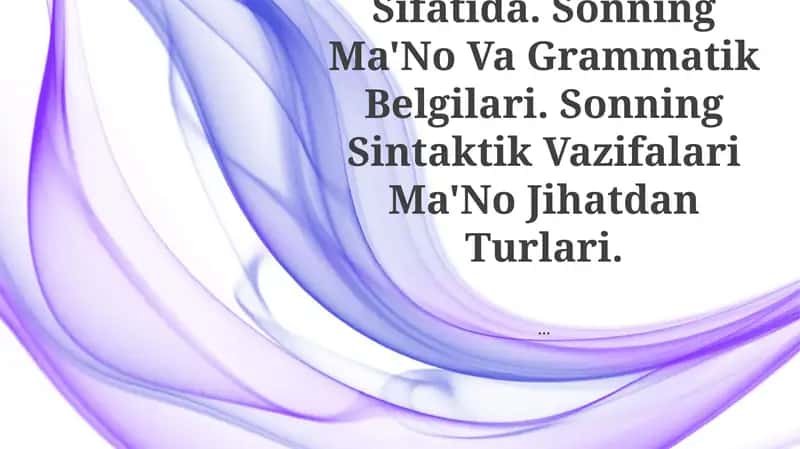 Son SoʻZ Turkumi Sifatida