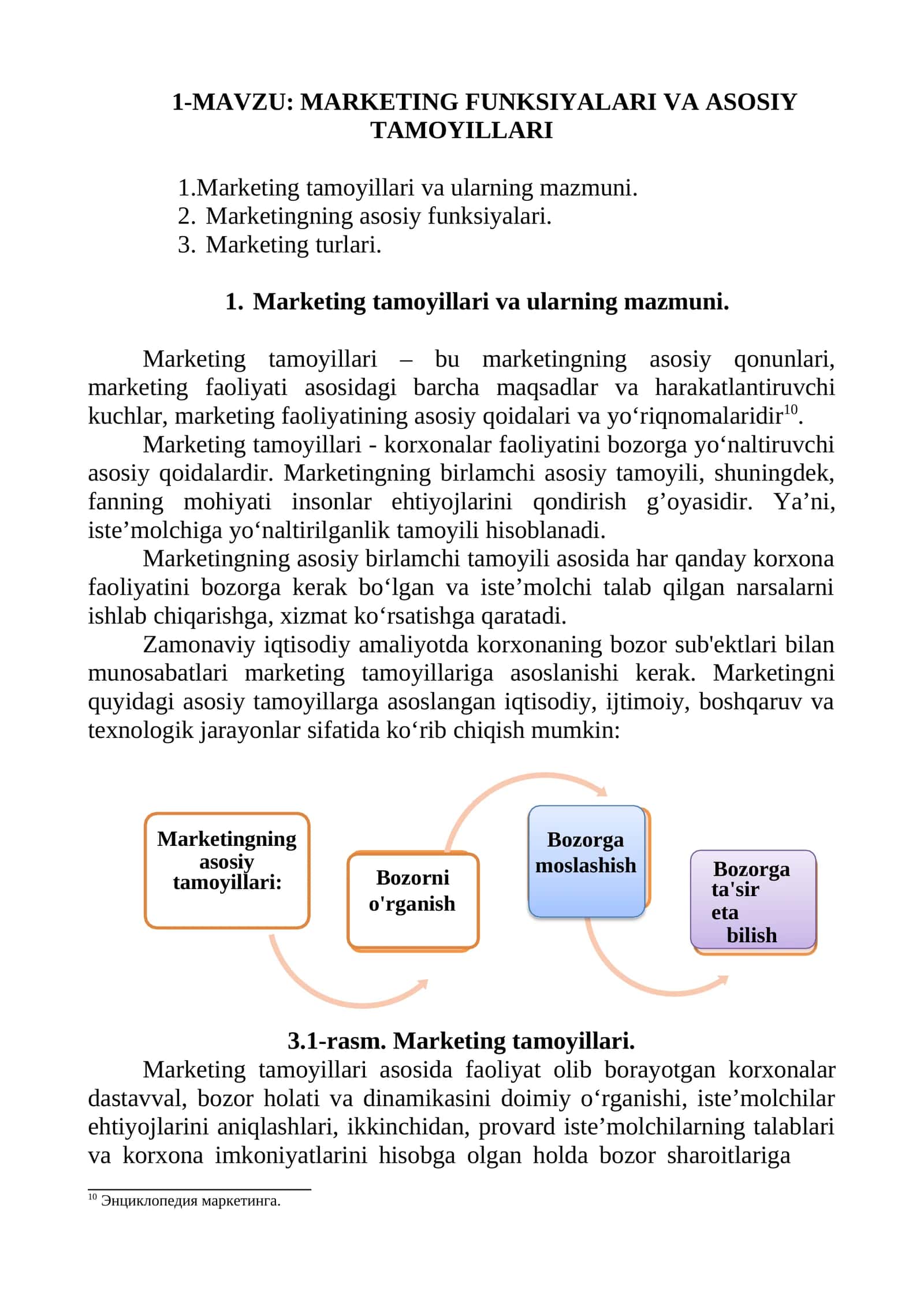 MARKETING FUNKSIYALARI VA ASOSIY TAMOYILLARI