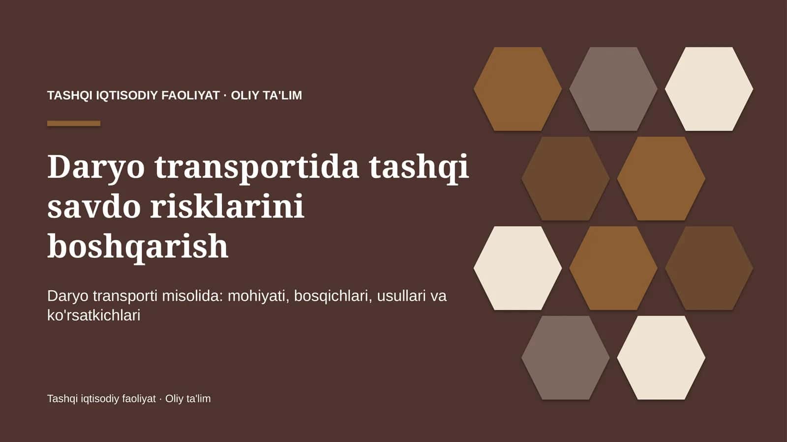 Daryo transportida tashqi savdo risklarini boshqarish