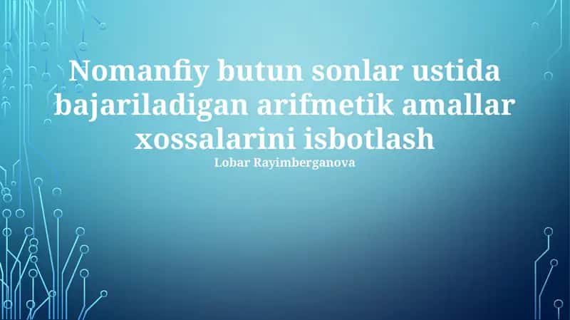 Arifmetik amallar va butun sonlar