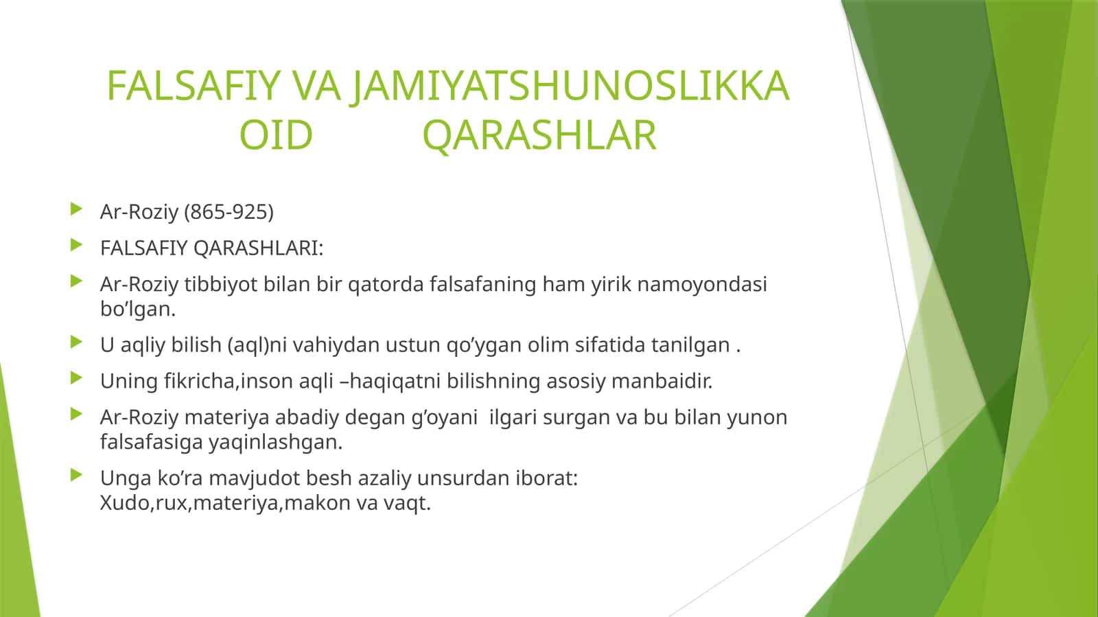 FALSAFIY VA JAMIYATSHUNOSLIKKA OID QARASHLAR