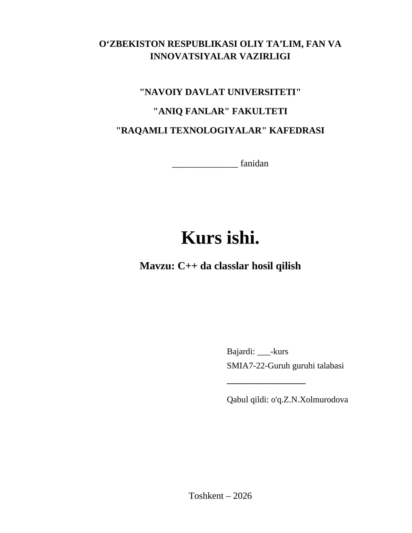 C++ da classlar hosil qilish