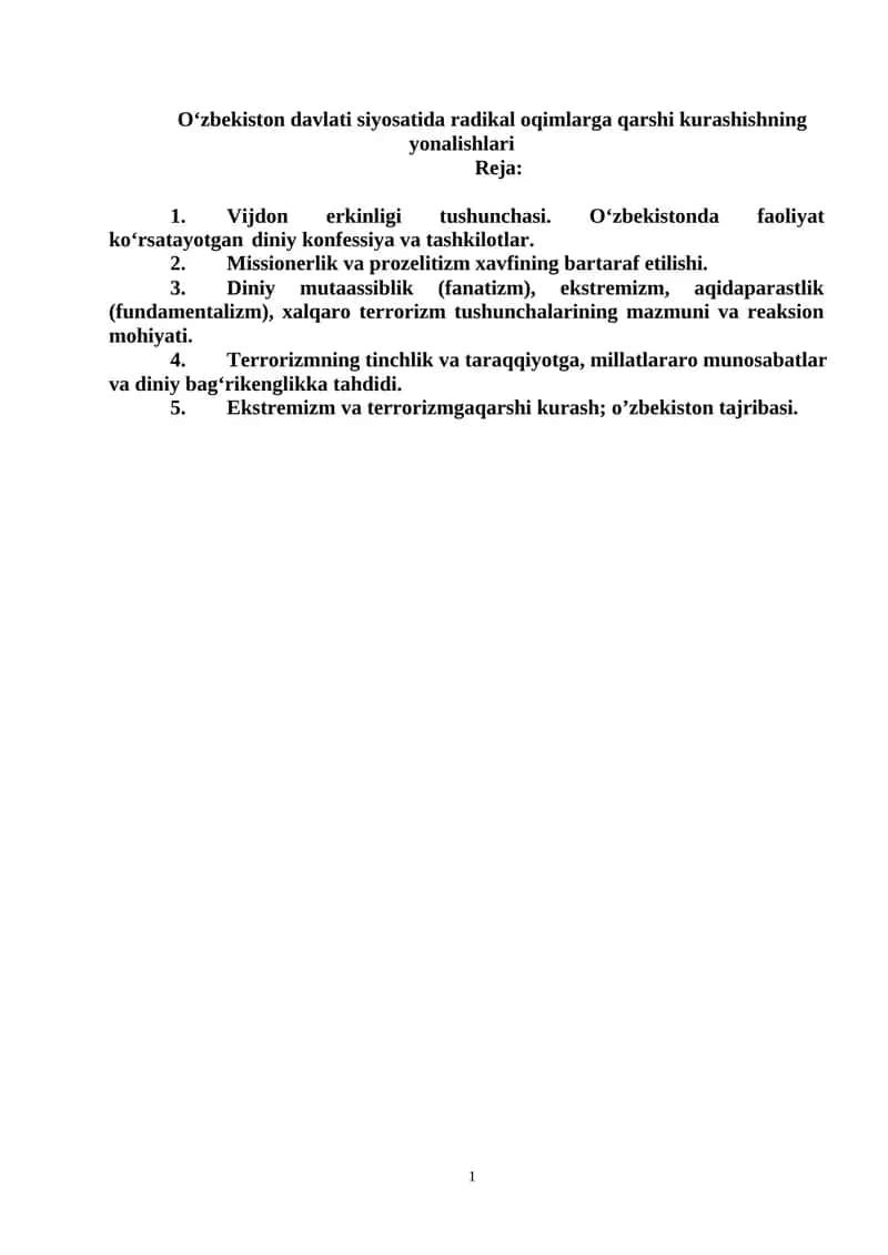 Vijdon Erkinligi Tushunchasi