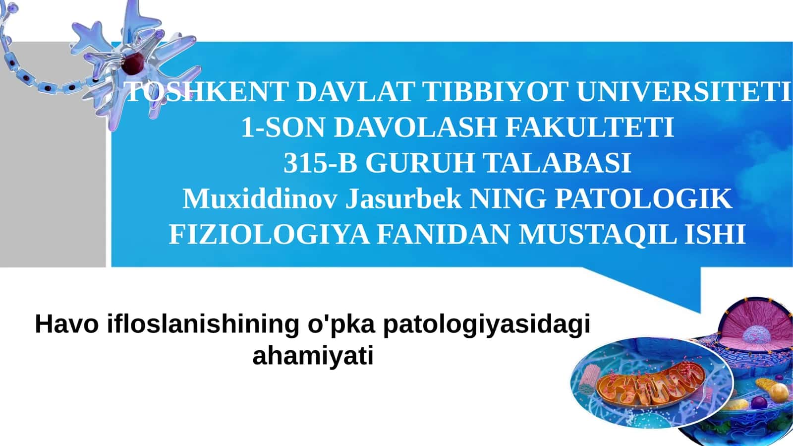 Havo ifloslanishining o'pka patologiyasidagi ahamiyati