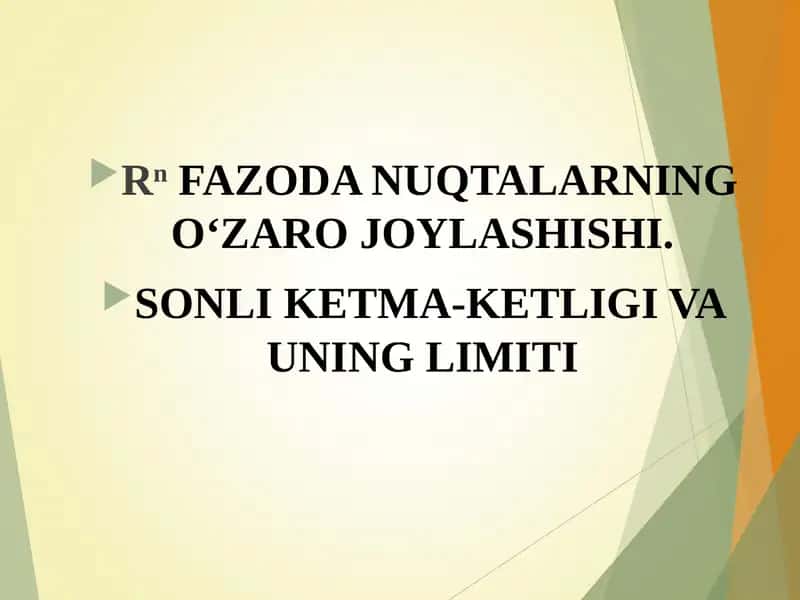 Rn FAZODA NUQTALARNING О‘ZARO JOYLASHISHI.