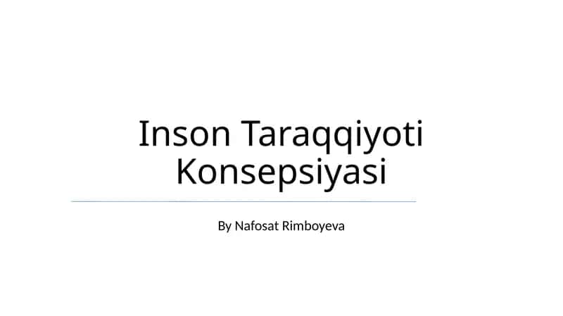 Inson Taraqqiyoti Konsepsiyasi