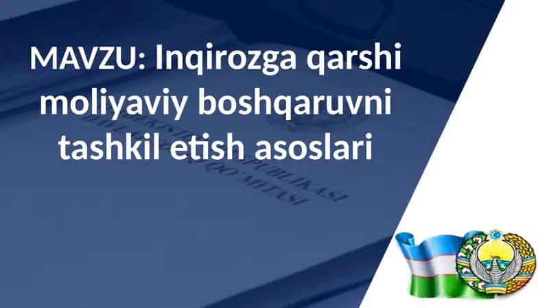 Inqirozga qarshi moliyaviy boshqaruvni tashkil etish asoslari
