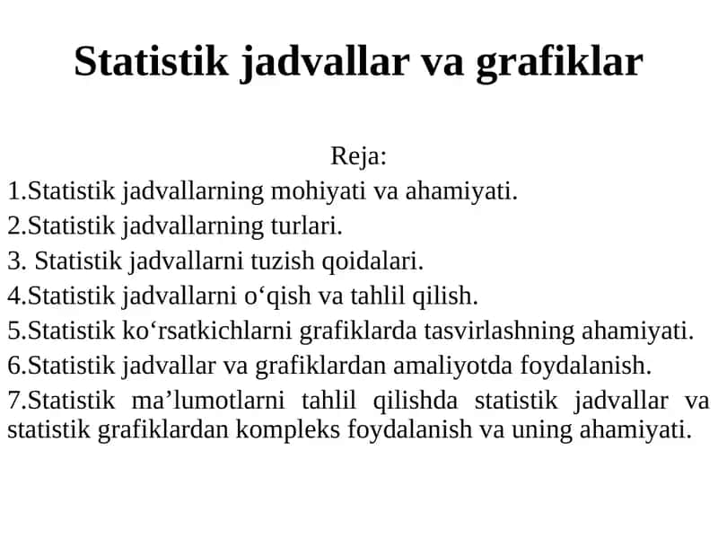 Statistik jadvallar va grafiklar