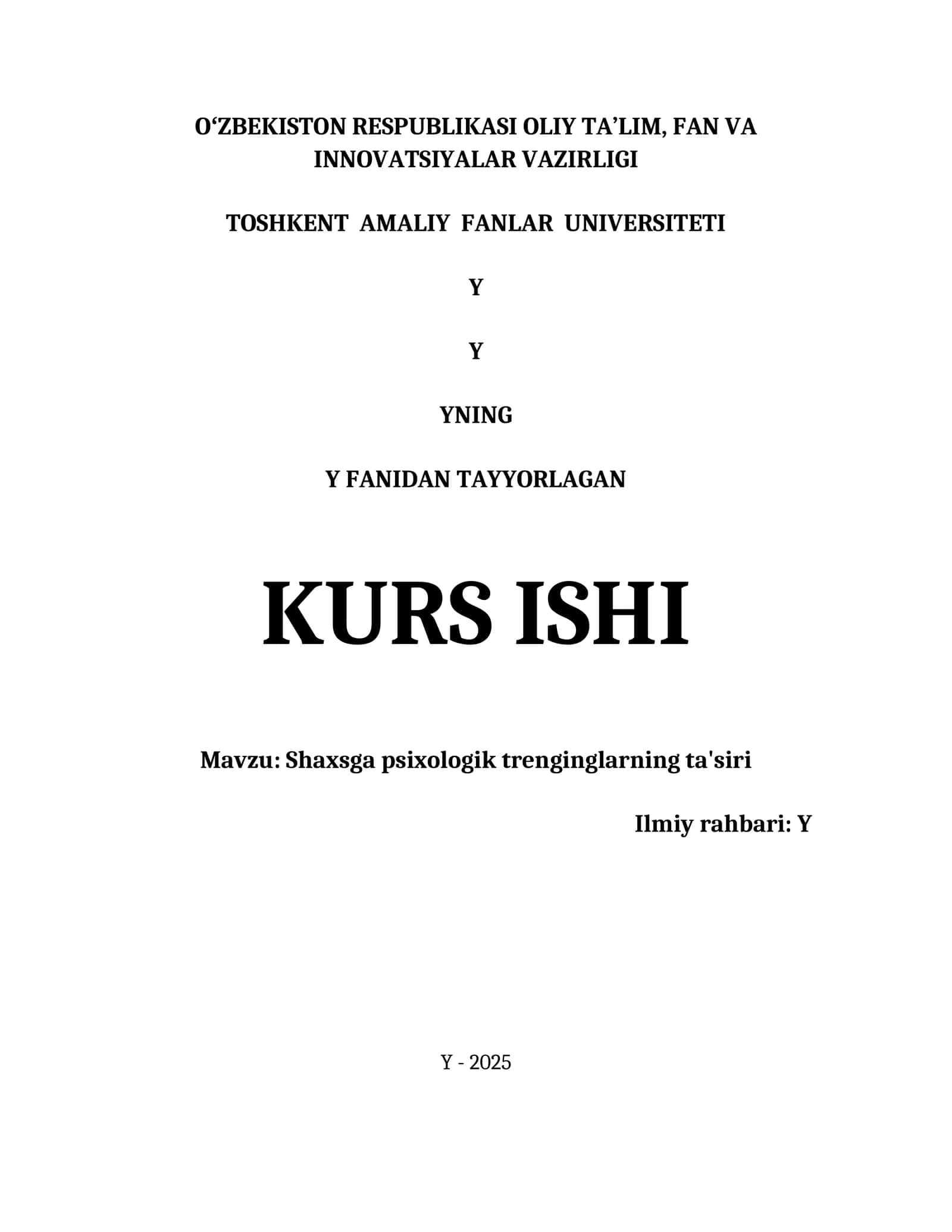 SHAXSGA PSIXOLOGIK TRENGINGLARNING TA'SIRI