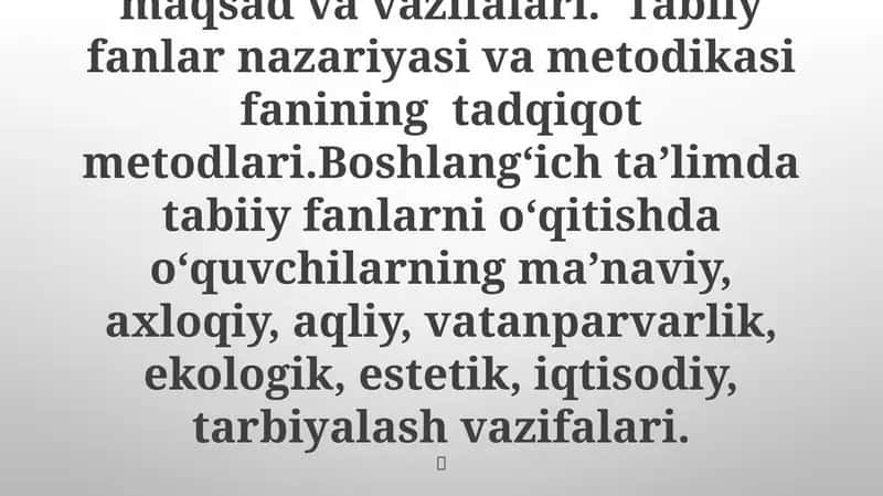Tabiiy fanlar nazariyasi va metodikasi