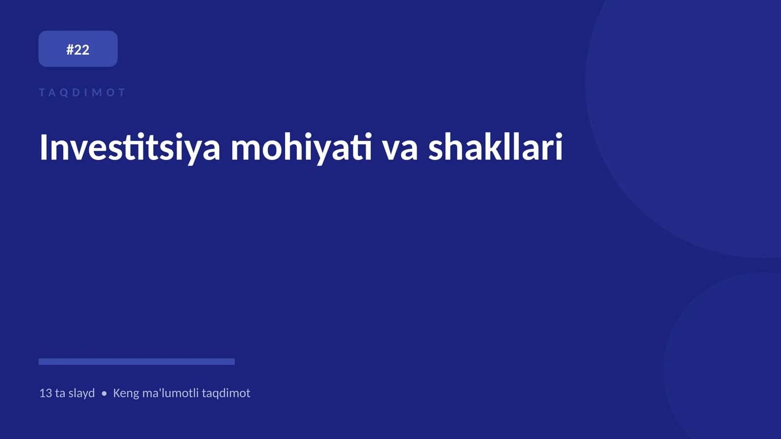 Investitsiya mohiyati va shakllari