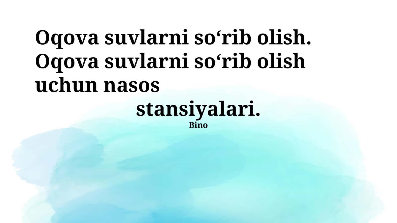 Oqova suvlarni so‘rib olish