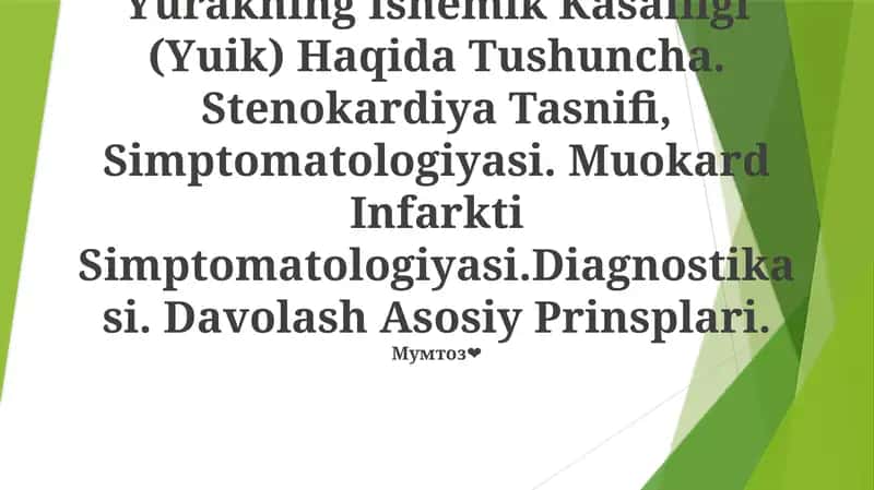 Yurakning Ishemik Kasalligi (Yuik) Haqida Tushuncha
