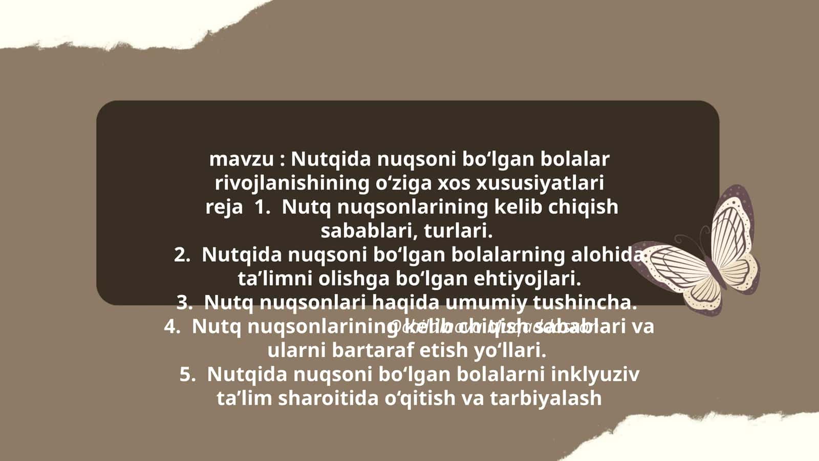Nutqida nuqsoni bo‘lgan bolalar rivojlanishining o‘ziga xos xususiyatlari