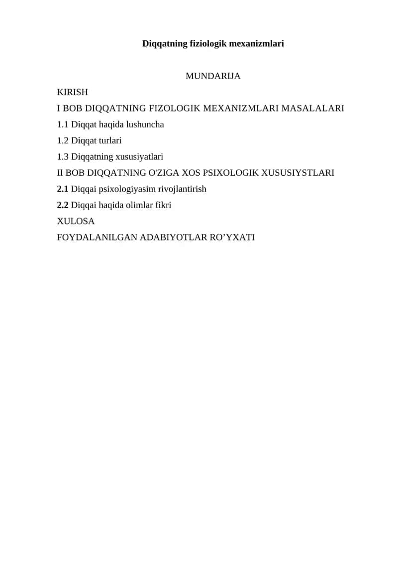 Diqqatning fiziologik mexanizmlari