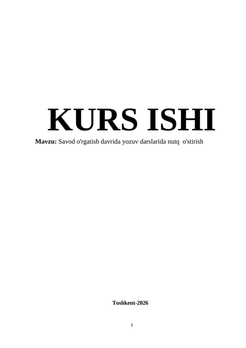Savod o'rgatish davrida yozuv darslarida nutq o'stirish