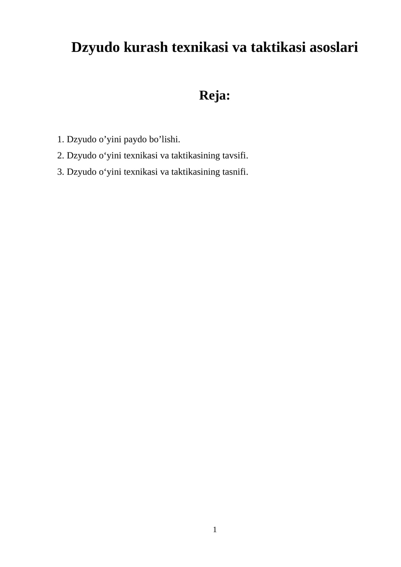 Dzyudo kurash texnikasi va taktikasi asoslari