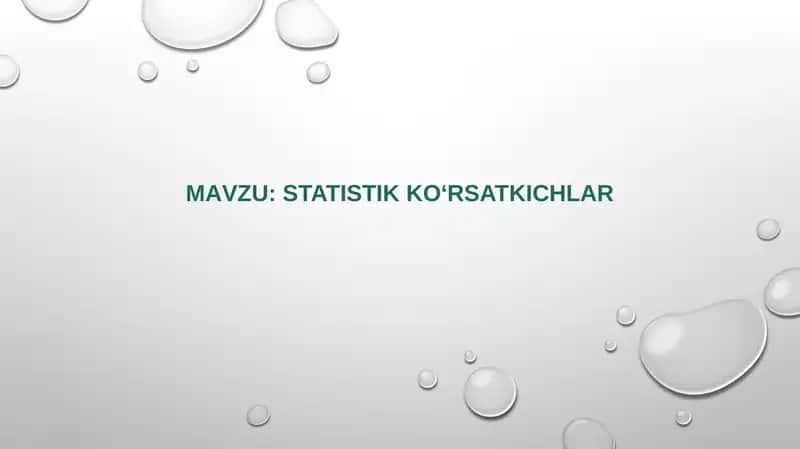 Statistik ko’rsatkichlar