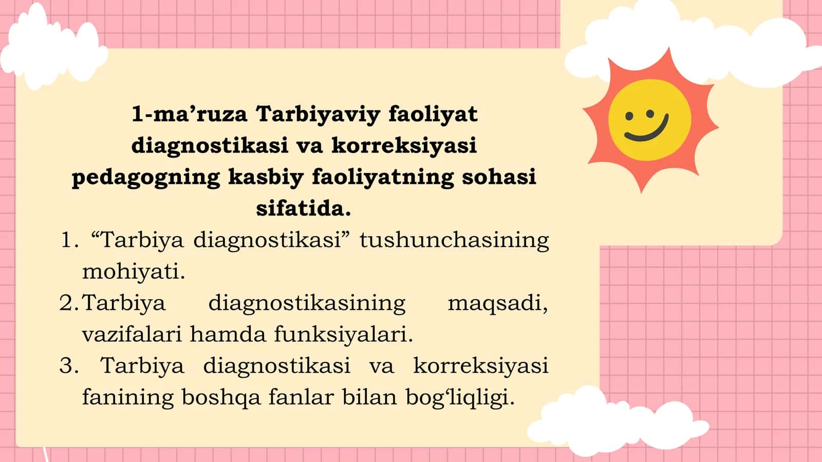 Tarbiyaviy faoliyat diagnostikasi va korreksiyasi