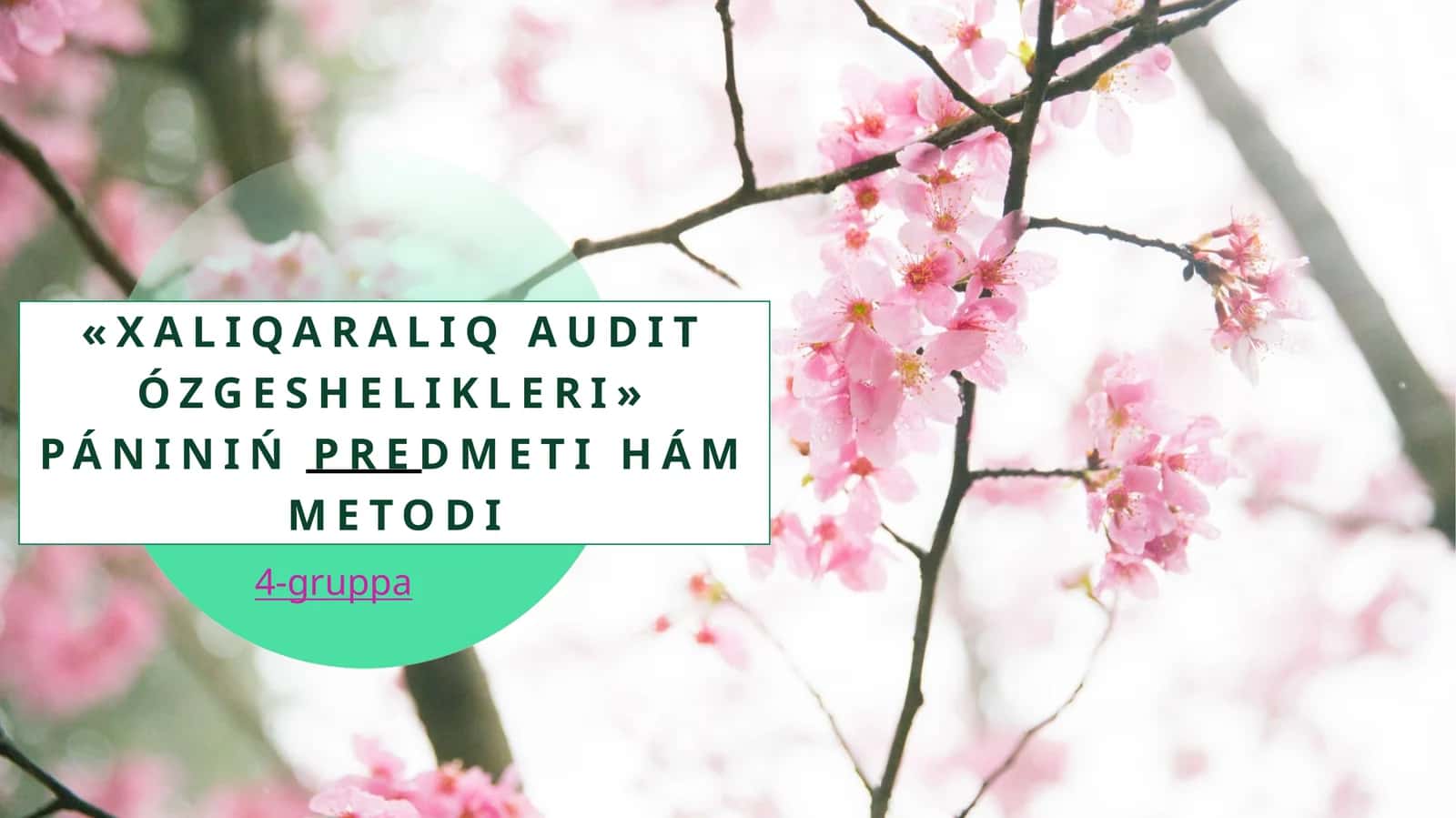 «Xalıqaralıq audit ózgeshelikleri» pániniń predmeti hám metodi