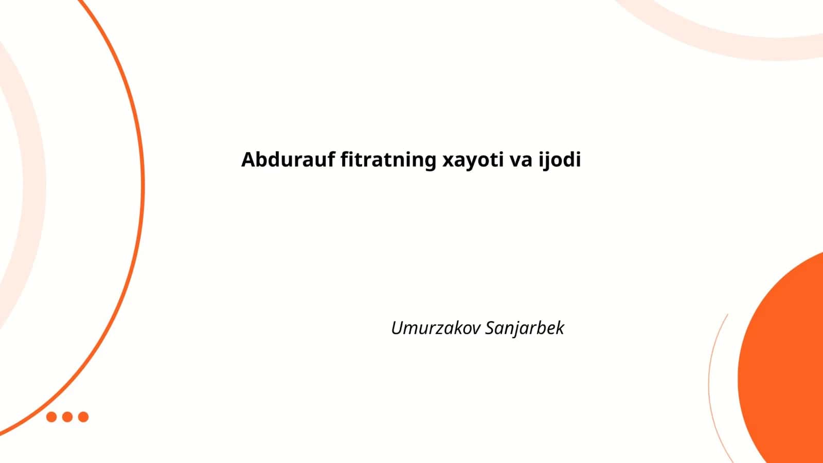 Abdurauf fitratning xayoti va ijodi