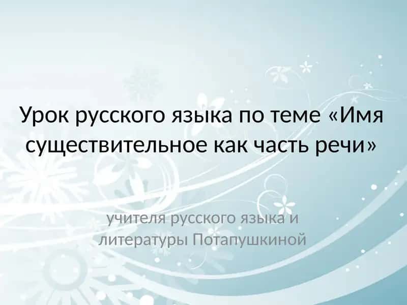 Имя существительное как часть речи