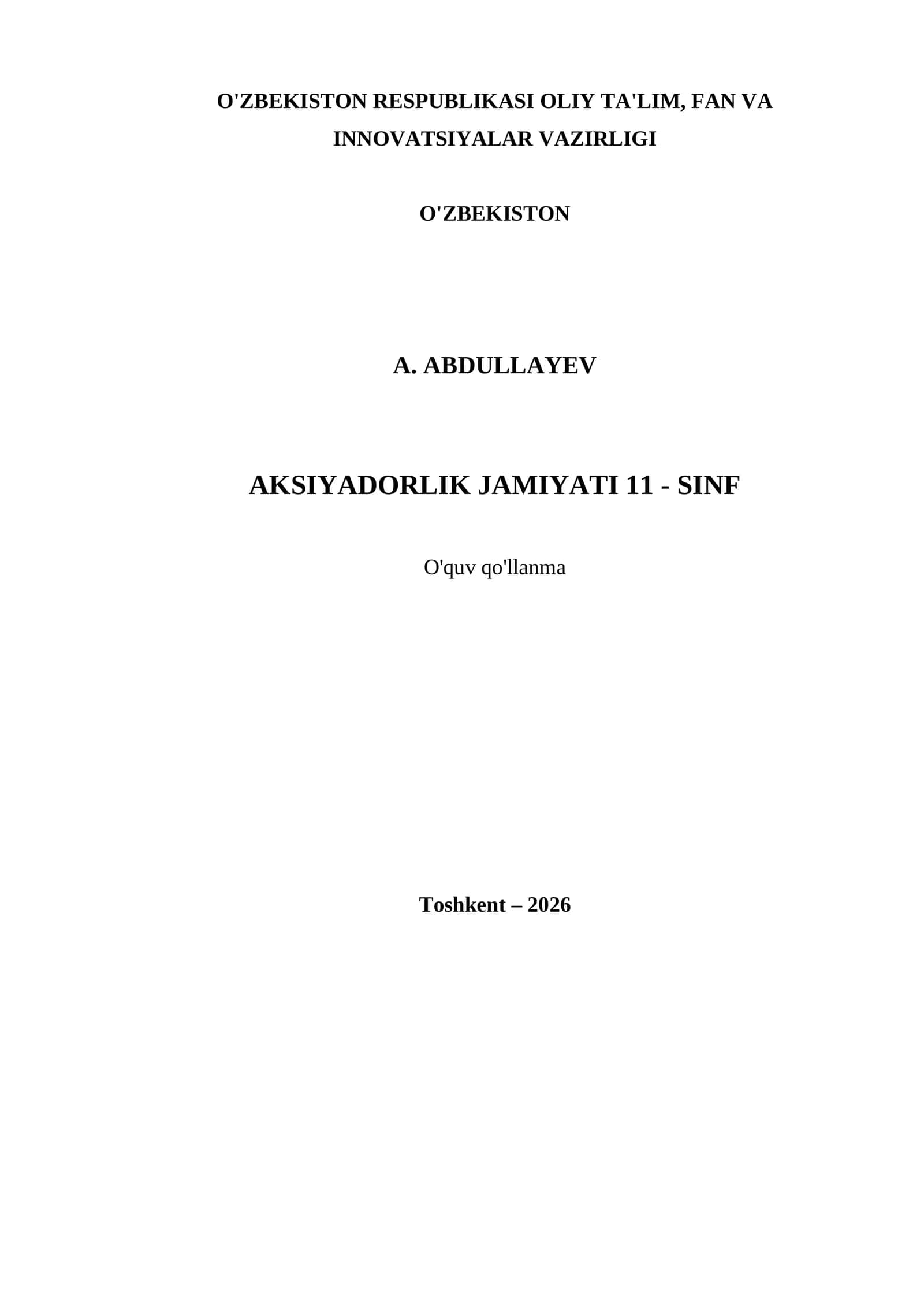 AKSIYADORLIK JAMIYATI 11 - SINF