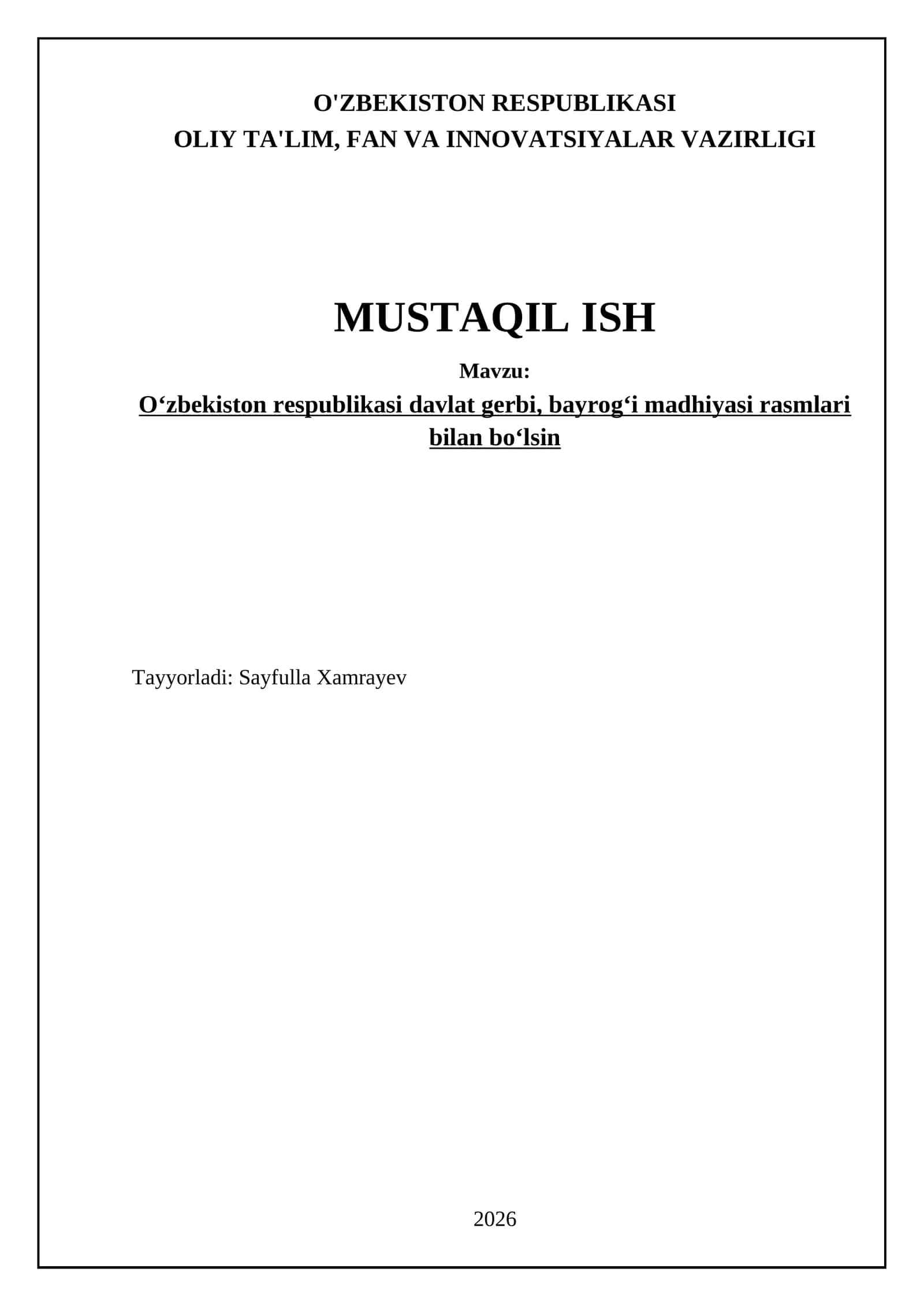 Oʻzbekiston Respublikasi Davlat Gerbi, Bayrogʻi va Madhiyasi