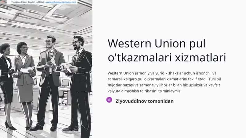 Western Union pul o'tkazmalari xizmatlari