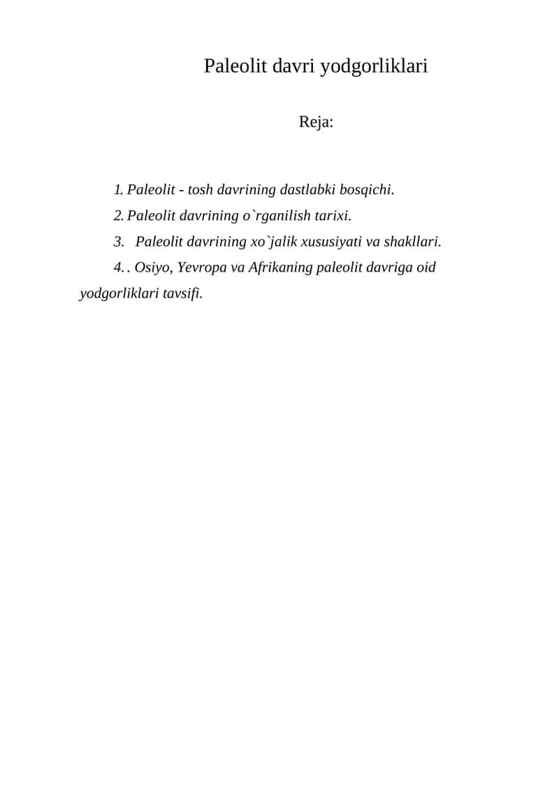 Paleolit davri yodgorliklari