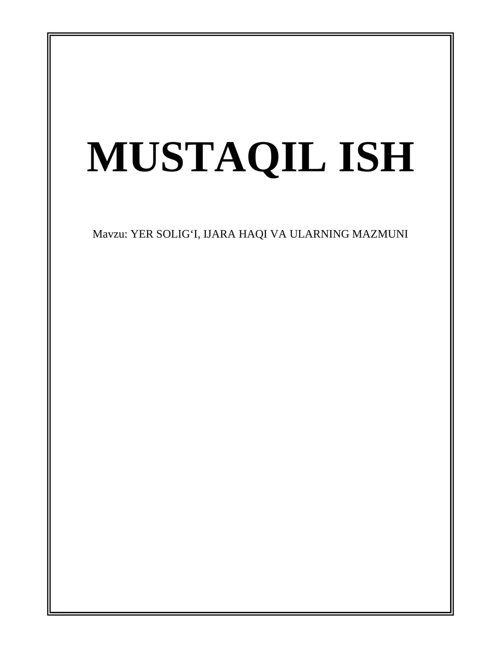 MUSTAQIL ISH