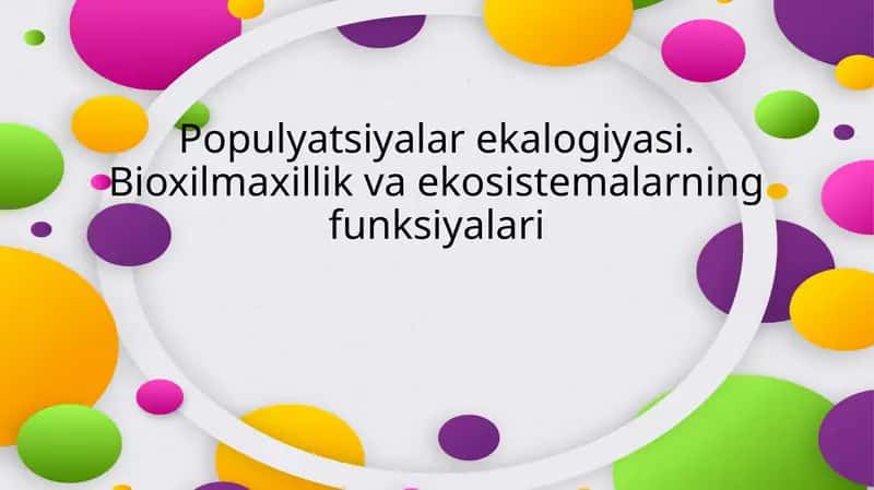 Populyatsiyalar Ekologiyasi