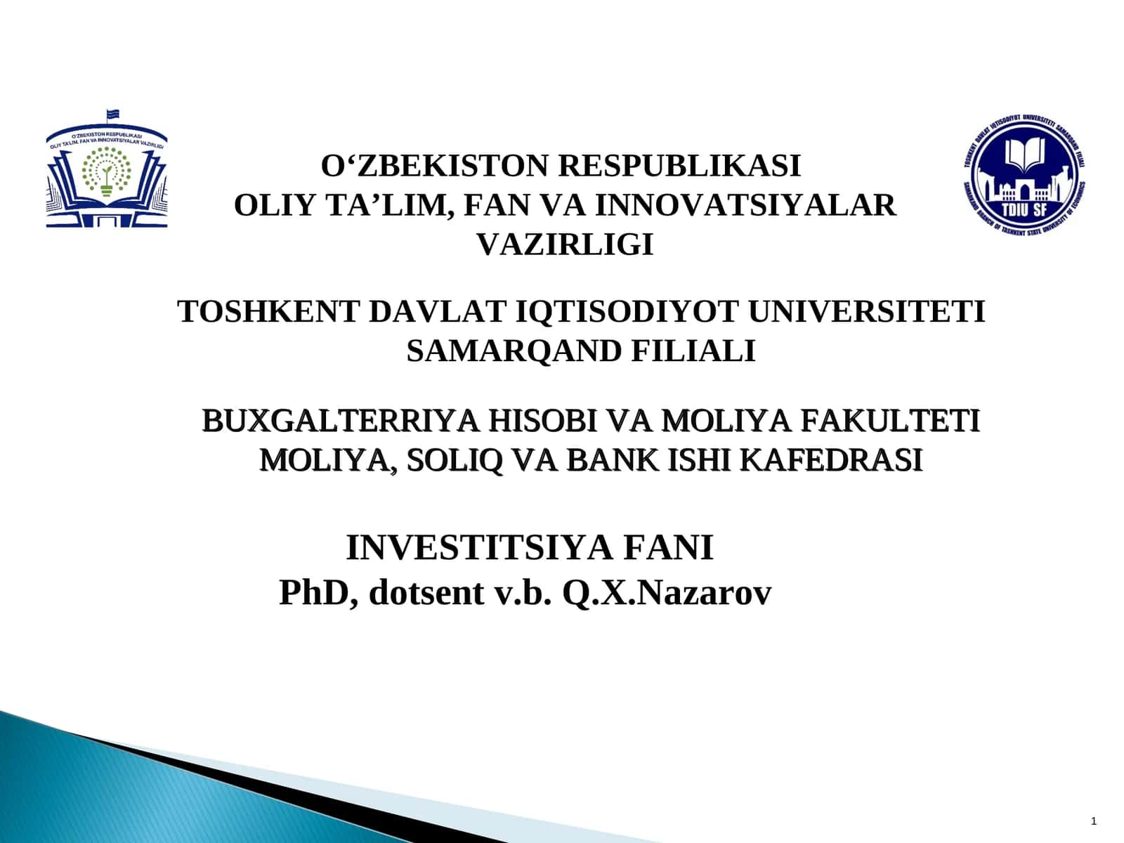 2-mavzu. Investitsiya faoliyati va investitsiya siyosati